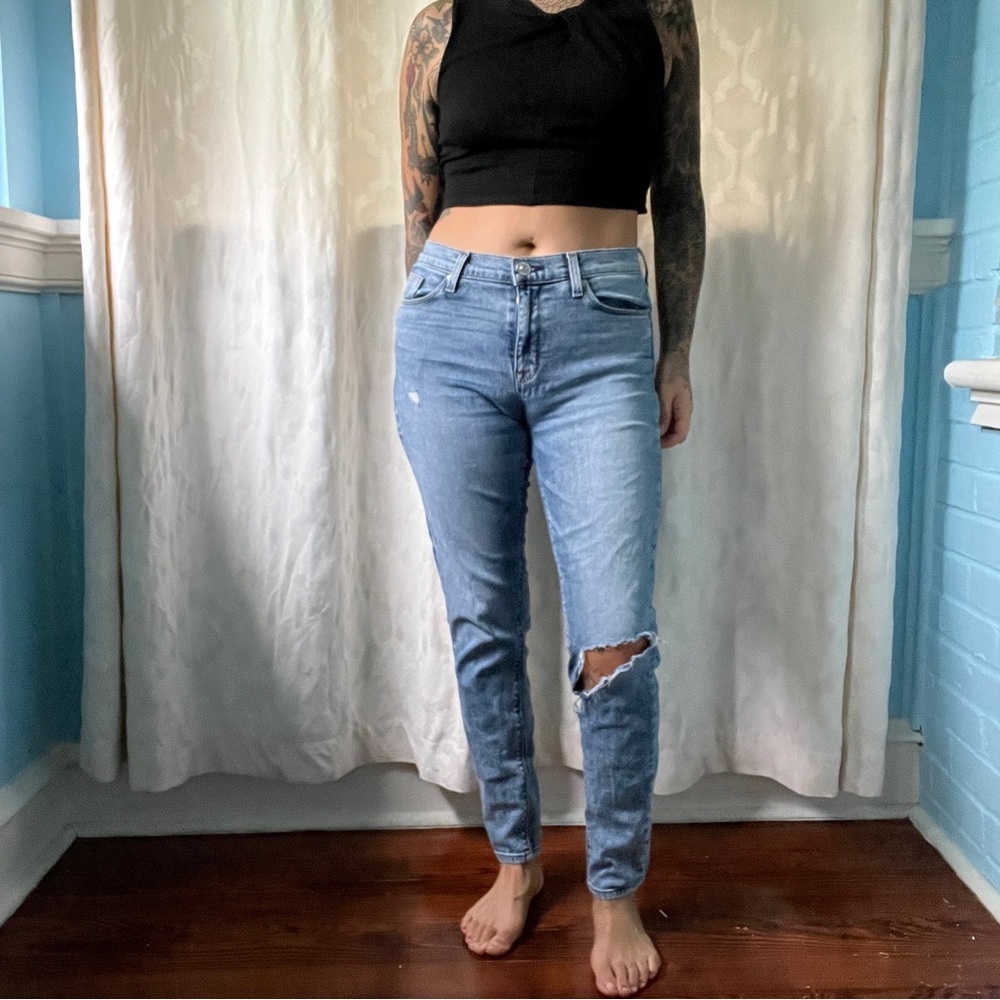 hudson y2k distressed ripped slim jeans size 29
